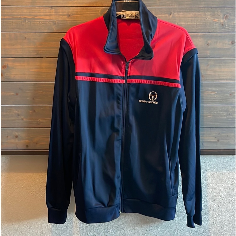 Sergio Tacchini Vintage Navy & Red Zip Sweatshirt - Picture 7 of 10